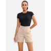 image:imageluvamia Cargo Shorts for Women Trendy High Waisted Casual Summer Knit Elastic Back 5 Inch Inseam Mid Thigh Chino ShortsCreamy Beige