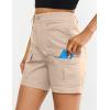 image:imageluvamia Cargo Shorts for Women Trendy High Waisted Casual Summer Knit Elastic Back 5 Inch Inseam Mid Thigh Chino ShortsCreamy Beige