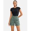 image:imageluvamia Cargo Shorts for Women Trendy High Waisted Casual Summer Knit Elastic Back 5 Inch Inseam Mid Thigh Chino ShortsForest Green