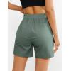 image:imageluvamia Cargo Shorts for Women Trendy High Waisted Casual Summer Knit Elastic Back 5 Inch Inseam Mid Thigh Chino ShortsForest Green