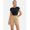 image:imageluvamia Cargo Shorts for Women Trendy High Waisted Casual Summer Knit Elastic Back 5 Inch Inseam Mid Thigh Chino ShortsKhaki