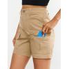 image:imageluvamia Cargo Shorts for Women Trendy High Waisted Casual Summer Knit Elastic Back 5 Inch Inseam Mid Thigh Chino ShortsKhaki