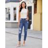 image:imageluvamia Cropped Jeans for Women Skinny Trendy High Waisted Distressed Ripped Stretchy Denim Pants Destroyed JeggingsClassic Blue