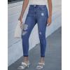 image:imageluvamia Cropped Jeans for Women Skinny Trendy High Waisted Distressed Ripped Stretchy Denim Pants Destroyed JeggingsClassic Blue