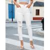 image:imageluvamia Cropped Jeans for Women Skinny Trendy High Waisted Distressed Ripped Stretchy Denim Pants Destroyed JeggingsCream White