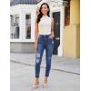 image:imageluvamia Cropped Jeans for Women Skinny Trendy High Waisted Distressed Ripped Stretchy Denim Pants Destroyed JeggingsNightfall Blue