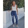 image:imageluvamia Cropped Jeans for Women Skinny Trendy High Waisted Distressed Ripped Stretchy Denim Pants Destroyed JeggingsNightfall Blue