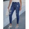 image:imageluvamia Cropped Jeans for Women Skinny Trendy High Waisted Distressed Ripped Stretchy Denim Pants Destroyed JeggingsNightfall Blue