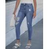 image:imageluvamia Cropped Jeans for Women Skinny Trendy High Waisted Distressed Ripped Stretchy Denim Pants Destroyed JeggingsReef Blue