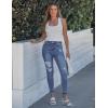 image:imageluvamia Cropped Jeans for Women Skinny Trendy High Waisted Distressed Ripped Stretchy Denim Pants Destroyed JeggingsReef Blue