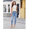 image:imageluvamia Cropped Jeans for Women Skinny Trendy High Waisted Distressed Ripped Stretchy Denim Pants Destroyed JeggingsRoadknight Blue