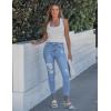 image:imageluvamia Cropped Jeans for Women Skinny Trendy High Waisted Distressed Ripped Stretchy Denim Pants Destroyed JeggingsRoadknight Blue
