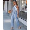image:imageluvamia Denim Overalls for Women Barrel Leg Baggy Loose Fit Bib Stretchy Jean Jumpsuit Adjustable Strap Casual OverallAiry Blue