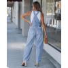 image:imageluvamia Denim Overalls for Women Barrel Leg Baggy Loose Fit Bib Stretchy Jean Jumpsuit Adjustable Strap Casual OverallAiry Blue