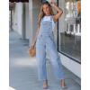 image:imageluvamia Denim Overalls for Women Barrel Leg Baggy Loose Fit Bib Stretchy Jean Jumpsuit Adjustable Strap Casual OverallAiry Blue