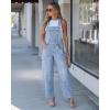 image:imageluvamia Denim Overalls for Women Barrel Leg Baggy Loose Fit Bib Stretchy Jean Jumpsuit Adjustable Strap Casual OverallAiry Blue