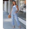 image:imageluvamia Denim Overalls for Women Barrel Leg Baggy Loose Fit Bib Stretchy Jean Jumpsuit Adjustable Strap Casual OverallAiry Blue
