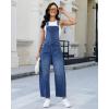 image:imageluvamia Denim Overalls for Women Barrel Leg Baggy Loose Fit Bib Stretchy Jean Jumpsuit Adjustable Strap Casual OverallClassic Blue