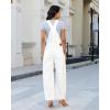 image:imageluvamia Denim Overalls for Women Barrel Leg Baggy Loose Fit Bib Stretchy Jean Jumpsuit Adjustable Strap Casual OverallCream White