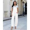 image:imageluvamia Denim Overalls for Women Barrel Leg Baggy Loose Fit Bib Stretchy Jean Jumpsuit Adjustable Strap Casual OverallCream White