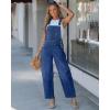 image:imageluvamia Denim Overalls for Women Barrel Leg Baggy Loose Fit Bib Stretchy Jean Jumpsuit Adjustable Strap Casual OverallDarkness Blue