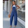 image:imageluvamia Denim Overalls for Women Barrel Leg Baggy Loose Fit Bib Stretchy Jean Jumpsuit Adjustable Strap Casual OverallDarkness Blue