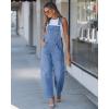 image:imageluvamia Denim Overalls for Women Barrel Leg Baggy Loose Fit Bib Stretchy Jean Jumpsuit Adjustable Strap Casual OverallMedium Blue