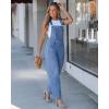 image:imageluvamia Denim Overalls for Women Barrel Leg Baggy Loose Fit Bib Stretchy Jean Jumpsuit Adjustable Strap Casual OverallMedium Blue