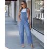 image:imageluvamia Denim Overalls for Women Barrel Leg Baggy Loose Fit Bib Stretchy Jean Jumpsuit Adjustable Strap Casual OverallMedium Blue