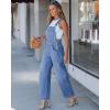 image:imageluvamia Denim Overalls for Women Barrel Leg Baggy Loose Fit Bib Stretchy Jean Jumpsuit Adjustable Strap Casual OverallMedium Blue