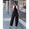 image:imageluvamia Denim Overalls for Women Barrel Leg Baggy Loose Fit Bib Stretchy Jean Jumpsuit Adjustable Strap Casual OverallWashed Black