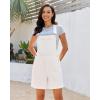 image:imageluvamia Denim Overalls for Women Loose Fit Baggy Jean Shorts Overall Bib Summer Casual Stretchy Adjustable ShortallsCream White