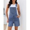 image:imageluvamia Denim Overalls for Women Loose Fit Baggy Jean Shorts Overall Bib Summer Casual Stretchy Adjustable ShortallsLapis Blue