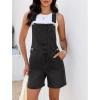 image:imageluvamia Denim Overalls for Women Loose Fit Baggy Jean Shorts Overall Bib Summer Casual Stretchy Adjustable ShortallsWashed Black