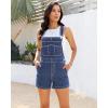 image:imageluvamia Jean Overalls for Women Loose Fit Bib Adjustable Straps Stretchy Denim Overall Shorts Casual Summer ShortallsClassic Blue