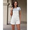 image:imageluvamia Jean Overalls for Women Loose Fit Bib Adjustable Straps Stretchy Denim Overall Shorts Casual Summer ShortallsCream White