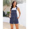 image:imageluvamia Jean Overalls for Women Loose Fit Bib Adjustable Straps Stretchy Denim Overall Shorts Casual Summer ShortallsDarkness Blue