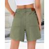 image:imageluvamia Jean Shorts for Women High Waisted Wide Leg Cinch Waist Stretchy Denim Mid Thigh Shorts Casual Summer JortsArmy Green