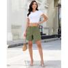 image:imageluvamia Jean Shorts for Women High Waisted Wide Leg Cinch Waist Stretchy Denim Mid Thigh Shorts Casual Summer JortsArmy Green