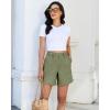 image:imageluvamia Jean Shorts for Women High Waisted Wide Leg Cinch Waist Stretchy Denim Mid Thigh Shorts Casual Summer JortsArmy Green
