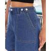 image:imageluvamia Jean Shorts for Women High Waisted Wide Leg Cinch Waist Stretchy Denim Mid Thigh Shorts Casual Summer JortsClassic Blue