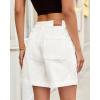 image:imageluvamia Jean Shorts for Women High Waisted Wide Leg Cinch Waist Stretchy Denim Mid Thigh Shorts Casual Summer JortsCream White