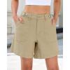 image:imageluvamia Jean Shorts for Women High Waisted Wide Leg Cinch Waist Stretchy Denim Mid Thigh Shorts Casual Summer JortsKhaki