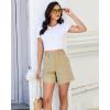 image:imageluvamia Jean Shorts for Women High Waisted Wide Leg Cinch Waist Stretchy Denim Mid Thigh Shorts Casual Summer JortsKhaki