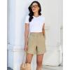 image:imageluvamia Jean Shorts for Women High Waisted Wide Leg Cinch Waist Stretchy Denim Mid Thigh Shorts Casual Summer JortsKhaki