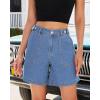image:imageluvamia Jean Shorts for Women High Waisted Wide Leg Cinch Waist Stretchy Denim Mid Thigh Shorts Casual Summer JortsMedium Blue