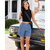 image:imageluvamia Jean Shorts for Women High Waisted Wide Leg Cinch Waist Stretchy Denim Mid Thigh Shorts Casual Summer JortsMedium Blue