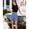 image:imageluvamia Jean Shorts for Women High Waisted Wide Leg Cinch Waist Stretchy Denim Mid Thigh Shorts Casual Summer JortsMedium Blue