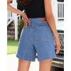image:imageluvamia Jean Shorts for Women High Waisted Wide Leg Cinch Waist Stretchy Denim Mid Thigh Shorts Casual Summer JortsMedium Blue