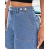 image:imageluvamia Jean Shorts for Women High Waisted Wide Leg Cinch Waist Stretchy Denim Mid Thigh Shorts Casual Summer JortsMedium Blue